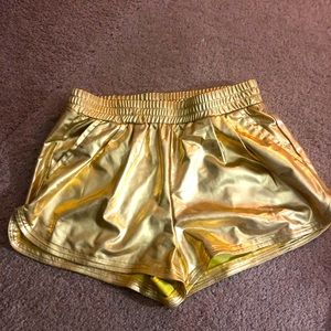 Gold leather shorts